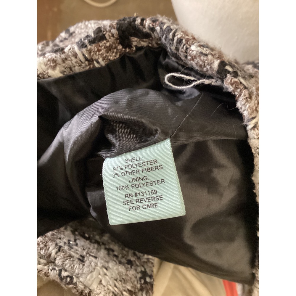 Maurices Womens Black White Brown Plaid Belted Pea Coat Jacket Size S Small - Picture 7 of 7